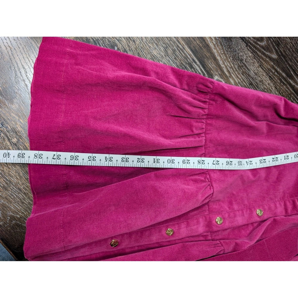 Draper James Shirt Dress Womens L Pink Corduroy Belted Balloon Sleeve Button - Picture 5 of 10